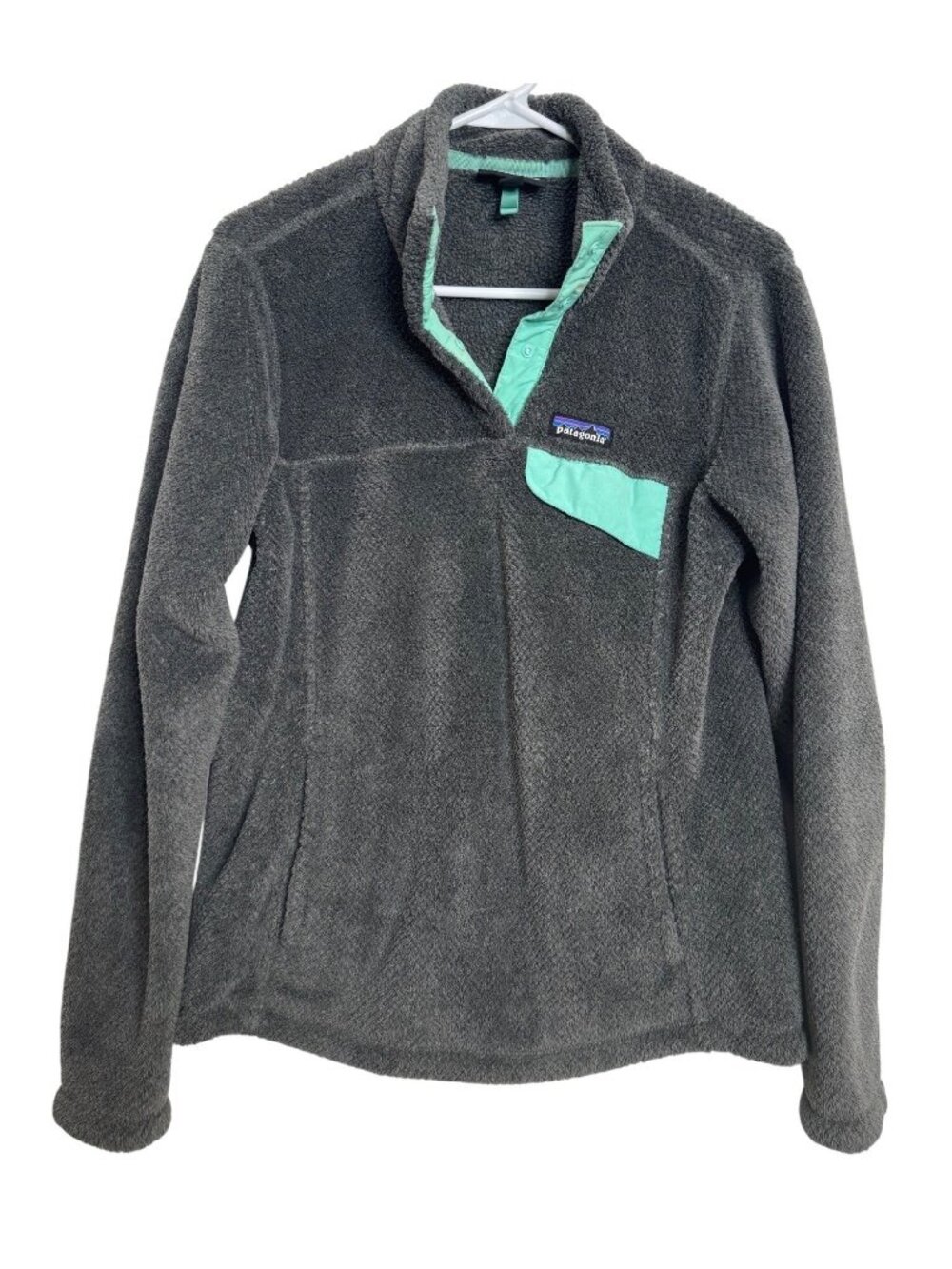 Patagonia Re-Tool Snap Fleece Size Medium Women's Gray Pullover Pockets EUC